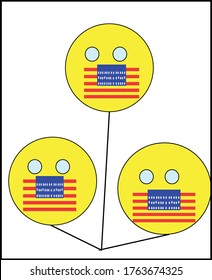 emjoi usando máscara de tema de bandera usa ilustración vectorial