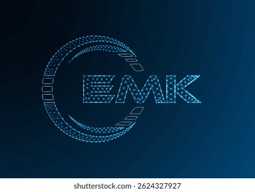 Projeto de vetor de logotipo de letra poli baixa EMK. Design de logotipo EMK poli inferior. Logotipo poli baixo.