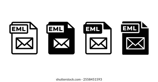 EML file format icon sign symbol vector design simple black white color illustration collection isolated