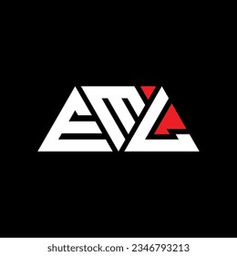 EML triangle letter logo design with triangle shape. EML triangle logo design monogram. EML triangle vector logo template with red color. EML triangular logo Simple, Elegant, and Luxurious design.