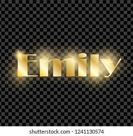 Emma. Golden shining name isolated on transparent background. Happy birthday and Angel Day concept. Vector illustration