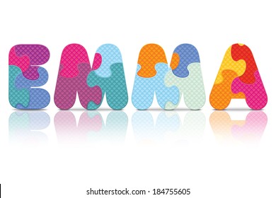 EMMA written with alphabet puzzle - vector illustration