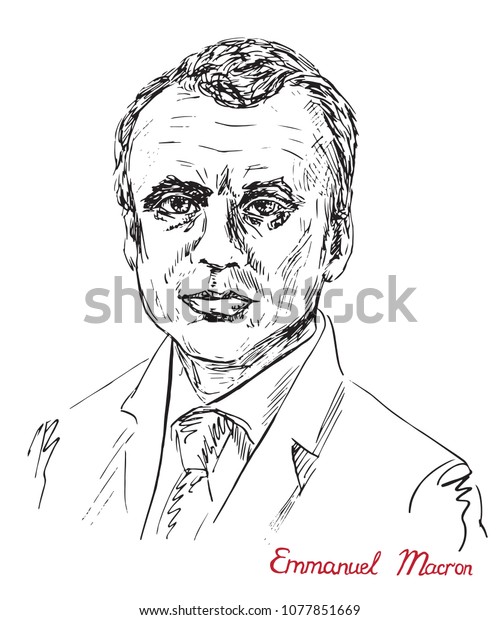 Emmanuel Macron Face Front French Politician Stock Vector ...