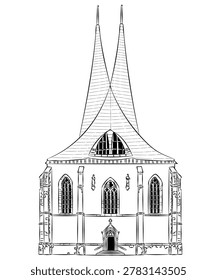 Emmaus Monastery Prague Praha Czech Republic bw Illustration