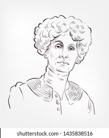 Emmeline Pankhurst Vector Sketch Portrait Illustration