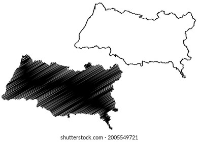 Emmendingen district (Federal Republic of Germany, rural district, Baden-Wurttemberg State) map vector illustration, scribble sketch Emmendingen map