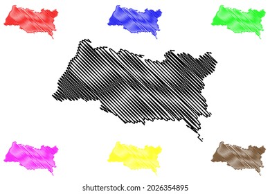 Emmendingen district (Federal Republic of Germany, rural district, Baden-Wurttemberg State) map vector illustration, scribble sketch Emmendingen map