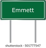 Emmett , Idaho , road sign green vector illustration, road table, USA city