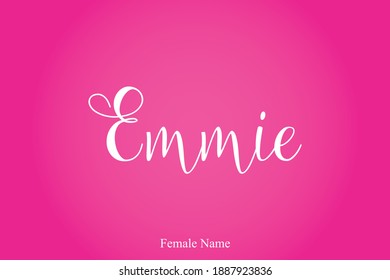 Emmie Female Name Cursive Calligraphy Text Inscription On Pink Background