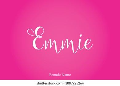 Emmie Female Name Cursive Calligraphy Text Inscription On Pink Background