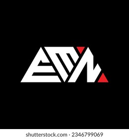 EMN triangle letter logo design with triangle shape. EMN triangle logo design monogram. EMN triangle vector logo template with red color. EMN triangular logo Simple, Elegant, and Luxurious design.
