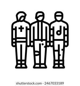 emo band line icon vector. emo band sign. isolated contour symbol black illustration