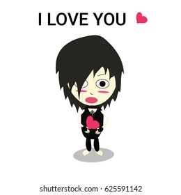 Emo boy gives heart to you.Vector