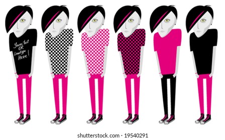 emo boy with t-shorts of different colour