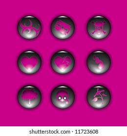 Emo buttons different symbols