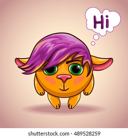 Emo cartoon alien animal character.