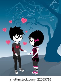 Emo couple on Valentine's Day