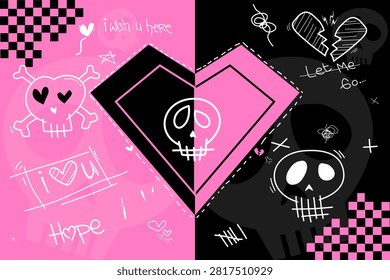 Cráneo gótico rosa lindo