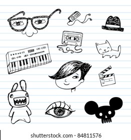 Emo doodle set.