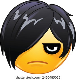 Emo emoji emoticon with dark hair and eye