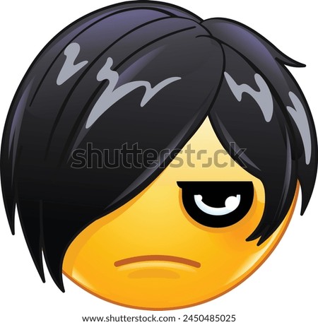 Emo emoji emoticon with dark hair and eye