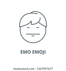 Emo emoji line icon, vector. Emo emoji outline sign, concept symbol, flat illustration