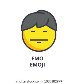 emo emoji vector line icon, sign, illustration on background, editable strokes