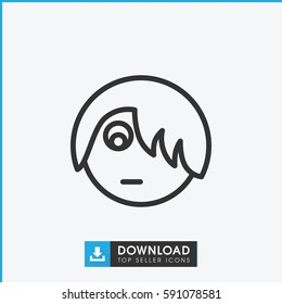 emo emot icon. Simple outline emo emot vector icon. On white background.