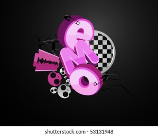 emo fashion design suitable for t-shirt print