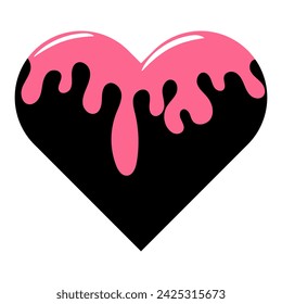 Emo heart icon, Goth love sticker. Vector illustration isolated on white background.