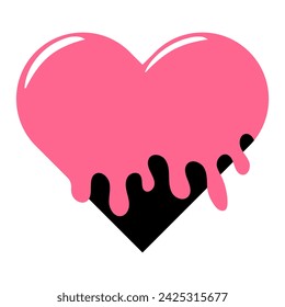 Emo heart icon, Goth love sticker. Vector illustration isolated on white background.