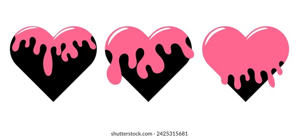 Emo heart icon, Goth love sticker. Vector illustration isolated on white background.