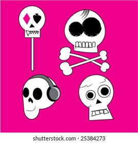 Emo skull set. Vector illustration.