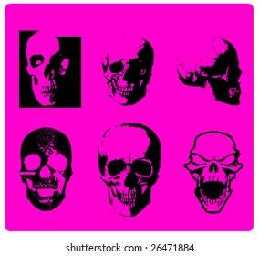 Emo skull set. Vector illustration