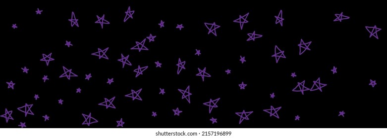 Emo Sky Chaotic Lavender Vivid Childish Sky Handdrew Illustration. Estrellas dibujadas a mano naif, naif, negras y negras. Art Black Vibrant Stars Pink Violet Night Kids Stars Wallpaper.