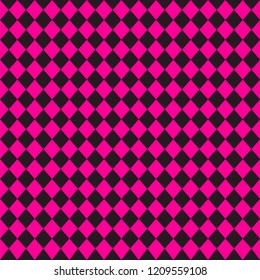 Emo Subculture Background. Black And Bright Pink Rhombus Plaid. Vector Illustration Seamless Pattern