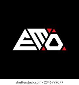 EMO triangle letter logo design with triangle shape. EMO triangle logo design monogram. EMO triangle vector logo template with red color. EMO triangular logo Simple, Elegant, and Luxurious design.