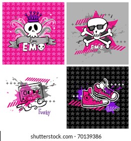 emo vector banners, suitable for t-shirt print