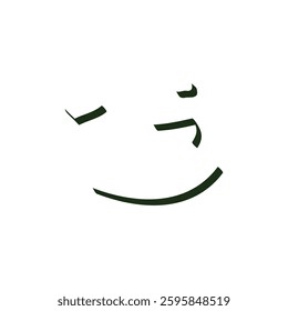 Emogi smile for you. Kind human face minimalism style hand drawn cartoon with closed eyes line art.