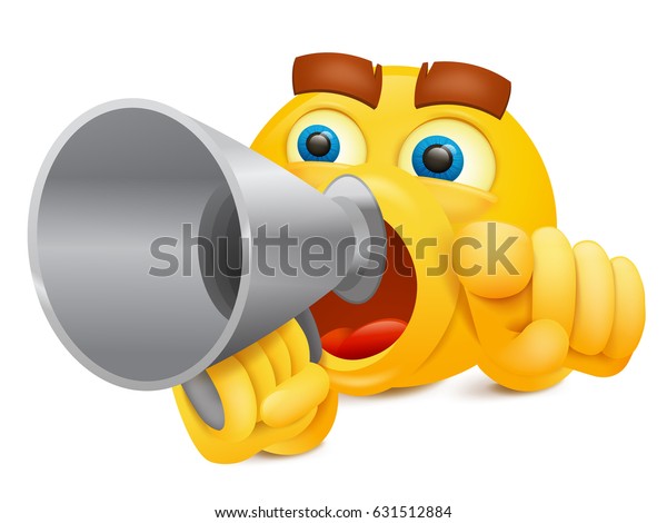 Emoj Yellow Cartoon Character Megaphone Vector Stock Vector (Royalty ...