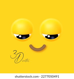 Emoji. 3D emational face on yellow background.