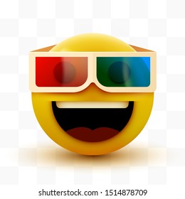 Emoji with 3d glasses Vector illustration