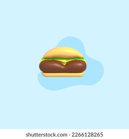 emoji 3d render hamburger style icon. Cartoon looking type of fast foon