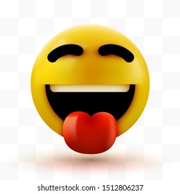 Emoji 3d smiling face with stuck-out tongue. Vector illustration.