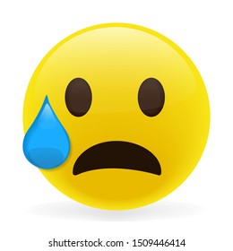 Emoji. 3d vector illustration on white background. Screaming in Fear Emoticon. Face Sad.