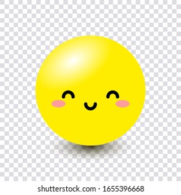 Emoji 3D.Funny design kawaii of Emoticons. Isolated vector illustration on transparent background.