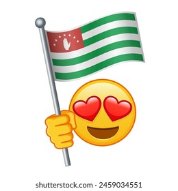 Emoji with Abkhazia flag Large size of yellow emoji smile