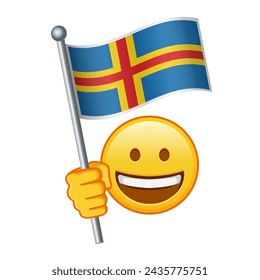 Emoji with Aland flag Large size of yellow emoji smile