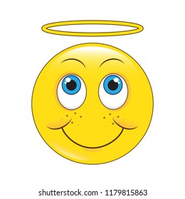 Emoji angel face vector isolated on white background. Emoji angel face for web site, app, ui and t shirt. Vector illustration