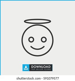 emoji angel icon. Simple outline emoji angel vector icon. On white background.